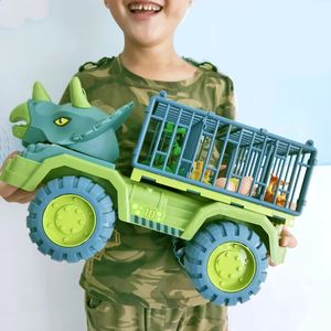 Car Toy Dinosaurs Transport Vehicle Indominus Rex Jurassic World Park Truck Model Game for Children Birthday Kids Gifts 240131