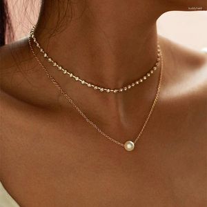Pendant Necklaces 2024 Fashion Kpop Imitation Pearl Choker Cute Double Layer Chain For Women Jewelry Girl Gift Wholesale