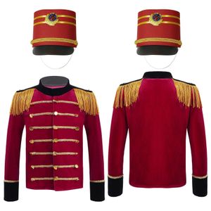 Kids Nutcrackers Costume Halloween Cosplay Drum Trumpet Team Royal Guard Performance Uniform Long Sleeve Tassel Jacket Top 240202