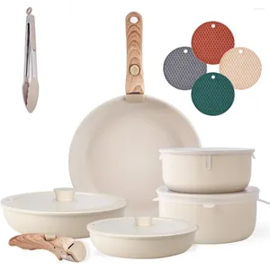 Set di pentole Utensili da cucina con manico staccabile antiaderente Set di pentole per cucinare Forno sicuro Accessori per padelle da 5 pezzi