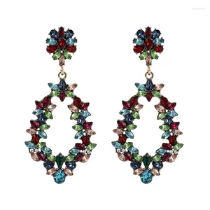 Dangle Küpeler Basit Vintage Antika Renkli Renkli Rhinestone Little Flower Blediği Damla Kadınlar için Damla Kızlar Moda Takı