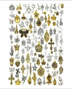 100PCS Whole Bulk Lots Jewelry Making Charms Mixed Antique SilverGolden Alloy Charms Pendants DIY for Necklace Bracelet Jewel3997323