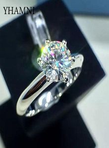 Luxo clássico 1 quilate laboratório diamante anel 18krgp selo ouro branco pt casamento noivado jóias para presente feminino 9506257