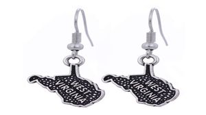 12Pairlot Ny modekarta örhänge Antik silverton West Virginia Map Charm Pendant Earring for Mother Jewelry Gift2384851