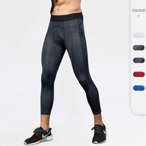 Men's PRO Cropped Pants with 3D Printing, Fitness, Running, Quick Drying, Elastic and Tight Fitting Pants 4020