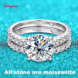 Smyoue 18K pläterad 0642CT Alla ringar för kvinnor glittrande lyxigt bröllopsdiamantband 925 Sterling Silver smycken GRA 240130