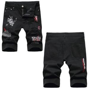 Svart jeans shorts för män mens shorts dsqs mens jeans shorts mode hip hop rock moto orolig denim cyklist dsq sommarblå cool kille jean kort vanliga kläder