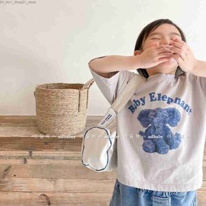 T-shirt 2023 Estate Nuovi bambini T-shirt a maniche corte Cute Boys Girls Cartoon Baby Shirts Elephant Bear Stampa Bambini Q240218