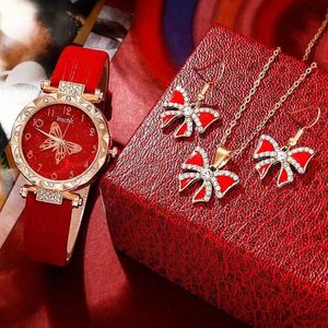 Outros relógios 4 pçs / set mulheres es luxo feminino relógio de quartzo pulso borboleta moda senhoras pulso reloj mujer relogio feminino