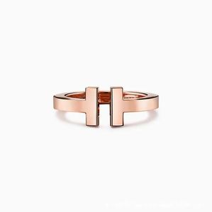 2024 designer ring Double Ring 925 Serling Silver Plaed 18k Rose Gold Opening Inlaid With Diamond Half Wedding Anniversary for women gift with boxq4