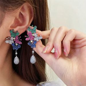 SINZRY vendita splendidi gioielli da festa zirconi cubici farfalla insetto esagerati orecchini pendenti per donna 240124
