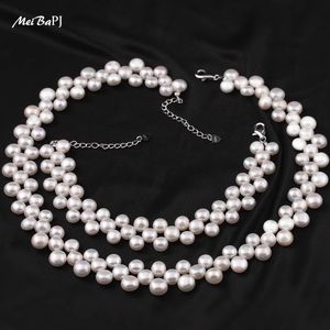 MeiBaPJ Barock Süßwasser Perle Schmuck Halskette Und Armband Set Unregelmäßigen Mode Schmuck Set Böhmen Stil Sets TZ008 240119