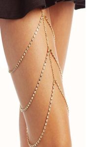 3 Layers Shiny Rhinestone Body Chain Fashion Leg Chain Thigh Crystal Jewelry for Women and Girls1076791