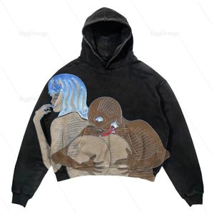 Büyük Boyutlu Kafatası Baskı Sokak Giyim Yüksek Kaliteli Hoodie Vintage Street Giyim Kadın Sweatshirt Goth Harajuku Ceket Y2K Hoodies Kadınlar 240126