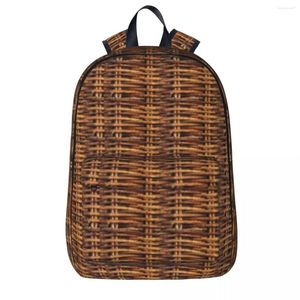 Rucksack aus geflochtenem Rattan-Holz, Korbgeflecht, für Jungen und Mädchen, Büchertasche für Studenten, Schultasche, Cartoon-Kinderrucksack, Laptop-Schultertasche