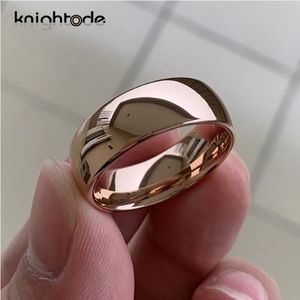 Classic Rose Gold Color Tungsten Wedding Ring For Women Men Carbide Engagement Band Dome Polished Finish Width 8mm 6mm 240122