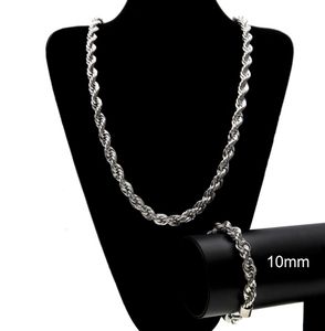 Hiphop Jewelry Sets High Polished Chain Chain Hip Hop Rope Necklace Bracelets Men Trendy Style Gold Silver 6mm 10mm ZHL23168117387