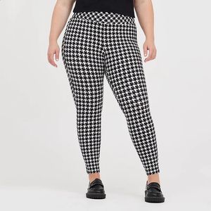 Plus Größe Hahnentrittmuster Sommer Frühling Leggings Frauen Hohe Elastische Taille Dünne Bleistift Hosen Weibliche Große Größe 7XL 8XL 240130