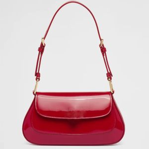 Borsa tote in pelle brillante di design rosso Borse a tracolla piccole bianche nere