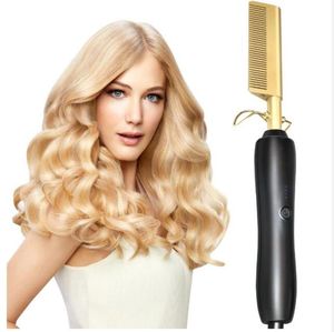 Electric Environmentally Friendly Titanium Alloy Hair Curler Comb Wet and Dry Hair Use Hair Curling Iron Straightener Comb5201716