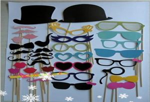 Lustige Weihnachten Pos-Tools Lippen Schnurrbärte Gläser mit Stäbchen 36 Designs für Hochzeit oder Kinder Fotografieren Neu 2014 Gi8920777