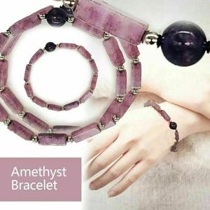 Link Bracelets Natural Pure Amethyst Slim Bracelet Crystal Healthy Bangle Women Jewelry Gift UK