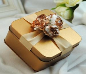 Новые металлические коробки для конфет, квадратные с цветами, золотой, красный, фиолетовый, Тиффан, синий цвет, свадебная красивая коробка, подарочная коробка, свадебные принадлежности8501006