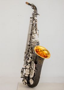 W037 gratis reklamsaxofon alt svart nickel silverlegering alt sax mässing musikinstrument med fall munstycke kopia