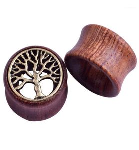 Wood Ear Piercing Studs Plug Tunnel Punk Opal Metal Gauges Stretcher Body Jewelry Expander Earring Fashion Gift Women Men15090342