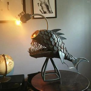 Night Lights Sharks Light Rustic Style Fish Statue Lighting Desk Lamp Jelly Unique Home Decoration Lamps