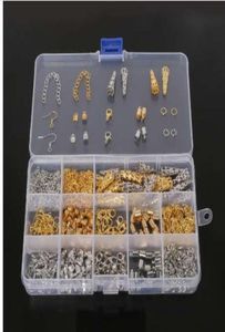 Kit de descobertas de joias diy, tampas de contas, brinco, gancho, fecho lagosta, tampa de salto, anéis de crimpagem, corrente de extensão para fabricação de joias 5927764