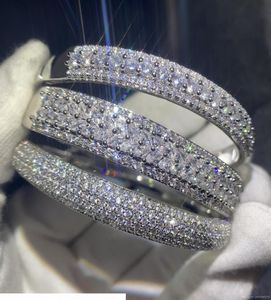 Köpüklü Yeni Varış Lüks Takı 925 STERLING Gümüş Dolgu Pave Beyaz Sapphire CZ Diamond Kadın Düğün Bileklik Parmak Bilezik 5490667