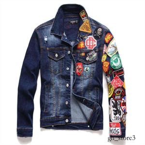 Evisus 2023 Markenjacken Herrenmode Lässig Slim Ripped Badge Jean Street Hip Hop Punk Blue Denim Mäntel Dsquared D2 Dsqs Evisulies Jacke 925