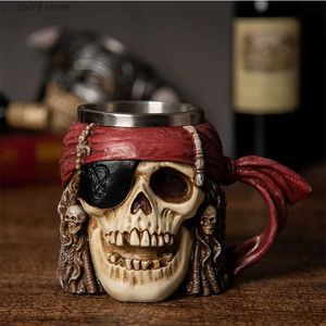 Tumblers 3D Stainless Steel Skull Mug Drinking Cup Skeleton Gothic Resin Beer Stein Tankard Coffee Mug Tea Cup Halloween Gift Bar Drinkwa T240218