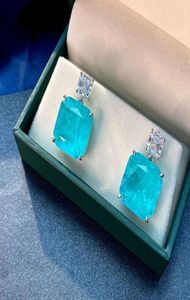 925 Sterling Silber Ohrringe Paraiba Blaue Ohrringe für Damen04585212