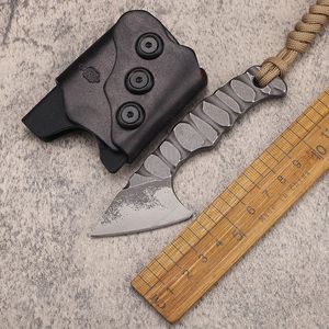 1st Ny A0224 High End Fixed Blade Knife DC53 Stone Wash Blad Full Tang Steel Handtag utomhus EDC Pocket Mini Ax med Kydex