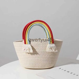 Сумки-тоут Coon Rope Тканые женские сумки Rainbow andle Tote Bag Дизайнерские Boemian Летние соломенные сумки Beac Женские завязанные кошелькиH24218