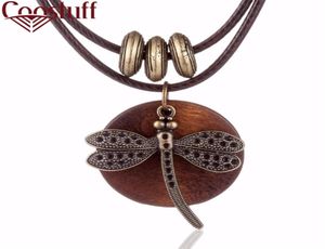 Mode Halsband Frau Halsketten vintage-Schmuck Libelle Holz anhänger Lange halskette für frauen kragen mujer kolye8197600