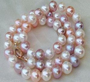 Gioielleria di perle pregiate 78mm naturali Bianche Rosa Viola Multicolori COLLANA DI PERLE 18quot1653976
