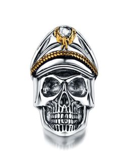 Silver World War II Soldier Jubileum Mens Rings Punk Rock Vintage Skull Ring Biker Men smycken2036132