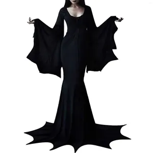 Casual Dresses Gothic Dress for Women Cold Shoulder Bat Sleeve Slimming Vintage Long Halloween Costume Tunic Carnival Performance