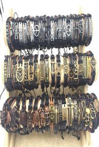 Hela bulkpartier 50PCSPACK MIX STYLES METAL LÄDER Manschettarmband för Men039S Women039S Jewelry Party Gifts Armband3196170