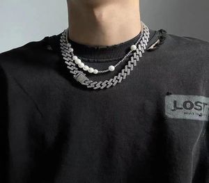 2021 Fashion Full Rhinestone Titanium Steel Chain Necklace Hip Hop Rap Style Ice Cold Men039s Thick Necklaces5451607