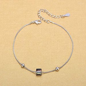 Länk armband mode silver färg färgglad kristall kub för kvinnor bröllop smycken gåvor 2024