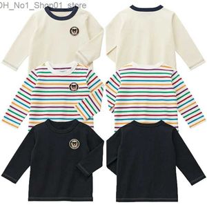 T-shirts Spring and Autumn Childrens långärmad t-shirt tecknad toppar rund hals underrock koreanska barn kläder pojkar och girs tees q240218