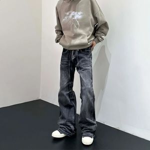 Jeans män streetwear y2k svart baggy byxor hösten bred ben vinter casual mode vintage lös cool gata flare denim byxor 240122