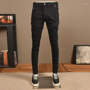 Мужские джинсы Уличная мода Мужские черные эластичные облегающие дизайнерские байкерские брюки с заплатками в стиле хип-хоп в стиле панк Hombre