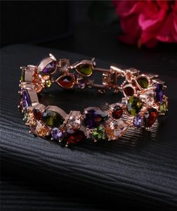 A3 European och American Mona Lisa Colorful Zircon Armband Colorful Rose Gold Armband Fading Smycken Vackert Fashion Matchin5186868