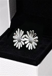 High-quality 100% S925 Sterling Silver Pave Daisy Flower Statement Stud Earrings European Style Jewelry228Q2794196