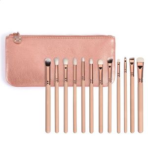 12pcs Rose Golden Complete Precision Makeup Brushes With Eyeshadow Eyeliner Eyebrow Blending 240126